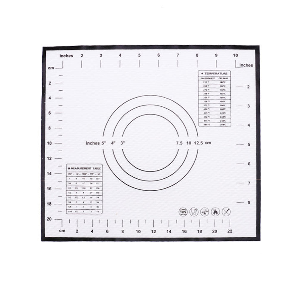 26cmx29cm Baking Mat Non-slip Silicone Kitchen Cookies Pizza Pad with Measurement Scale (BPA-free, No FDA Certificate)