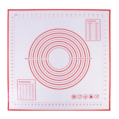 60cmx60cm Silicone Pastry Mat Non-slip Kitchen Baking Cookies Pizza Pad with Measurement Scale (BPA-free, No FDA Certificate)