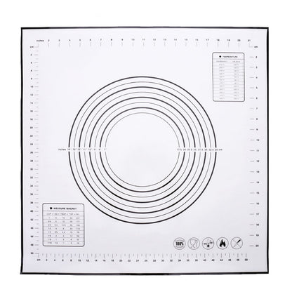 60cmx60cm Silicone Pastry Mat Non-slip Kitchen Baking Cookies Pizza Pad with Measurement Scale (BPA-free, No FDA Certificate)