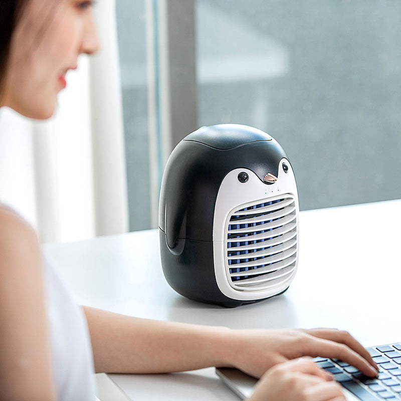 SX-HF03 Cute Penguin Shape Portable Desktop Air Cooler Air Conditioning Water Cooling Fan for Home Office