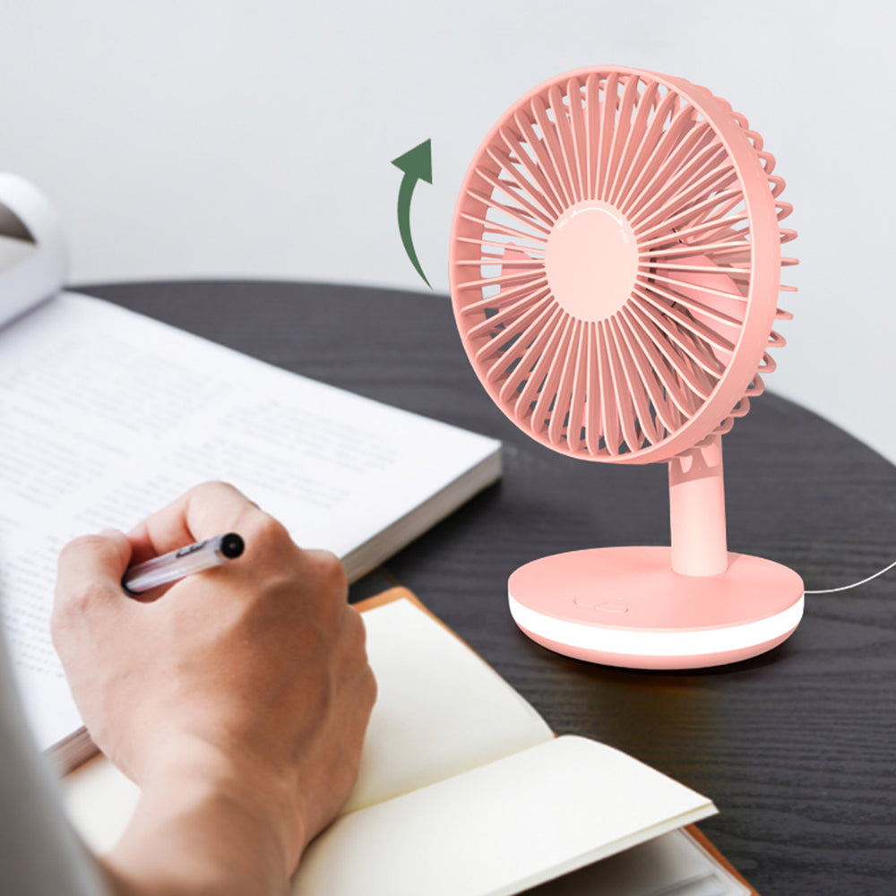 807 USB Desk Fan Adjustable Angle 3 Wind Speeds Table Fan with Night Light