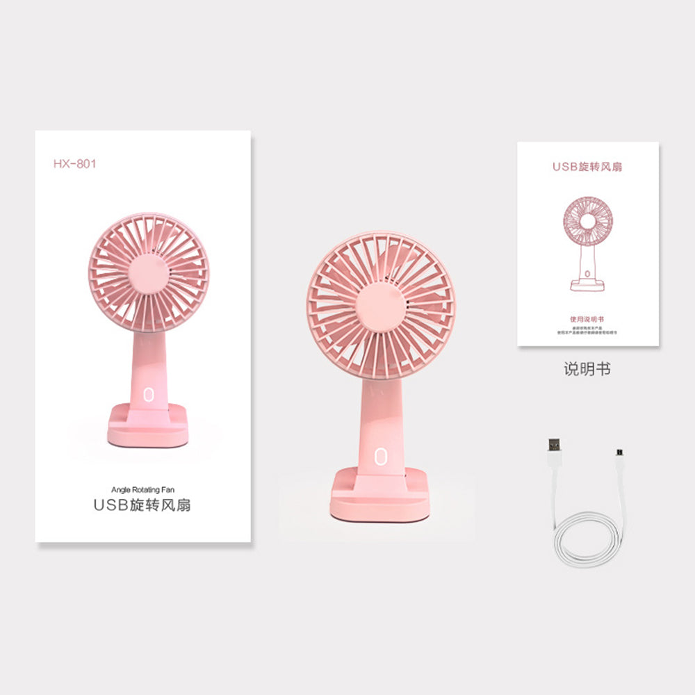 801 Handheld Fan with Cell Phone Holder 3 Speeds Portable Desk Fan for Camping Hiking Office