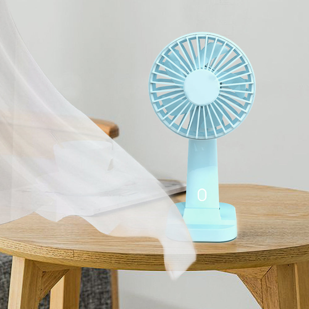 801 Handheld Fan with Cell Phone Holder 3 Speeds Portable Desk Fan for Camping Hiking Office