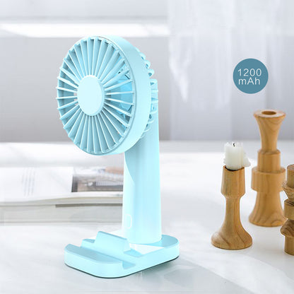 801 Handheld Fan with Cell Phone Holder 3 Speeds Portable Desk Fan for Camping Hiking Office