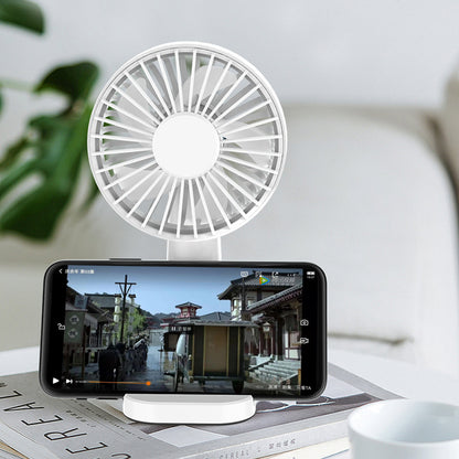 801 Handheld Fan with Cell Phone Holder 3 Speeds Portable Desk Fan for Camping Hiking Office