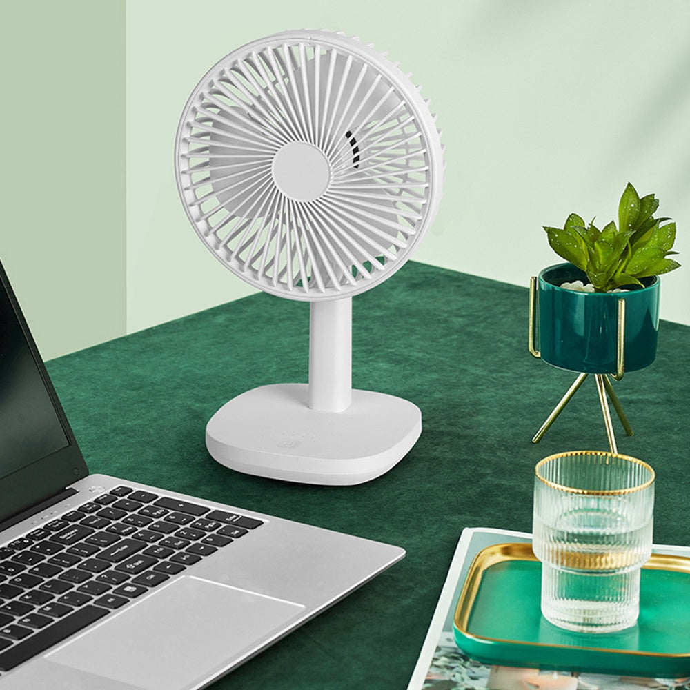 F6 4000mAh Oscillating Standing Desktop Fan 3-Speed Table Fan Mini Personal Fan for Home/Office/Bedroom