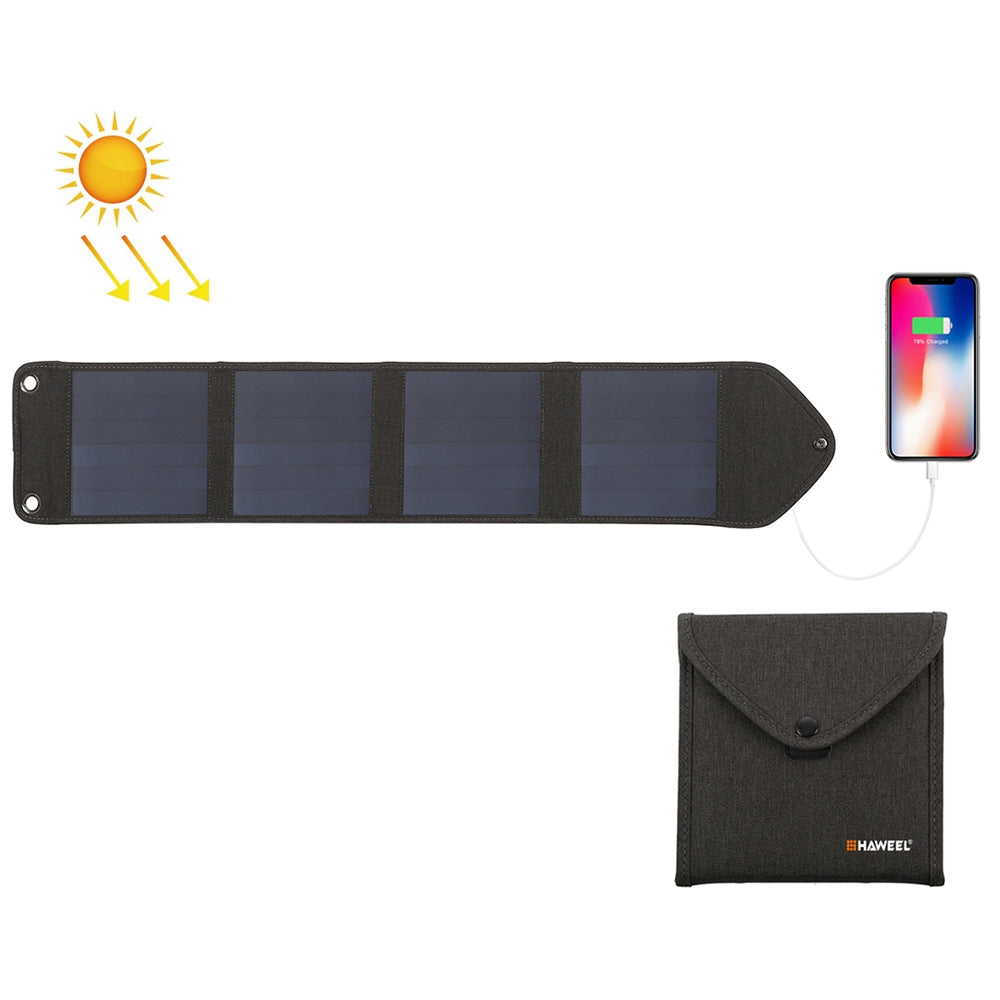 HAWEEL HWL2714 Small Size 14W 4-Panels Foldable Solar Panel Charger USB Port Portable Waterproof Solar Charger