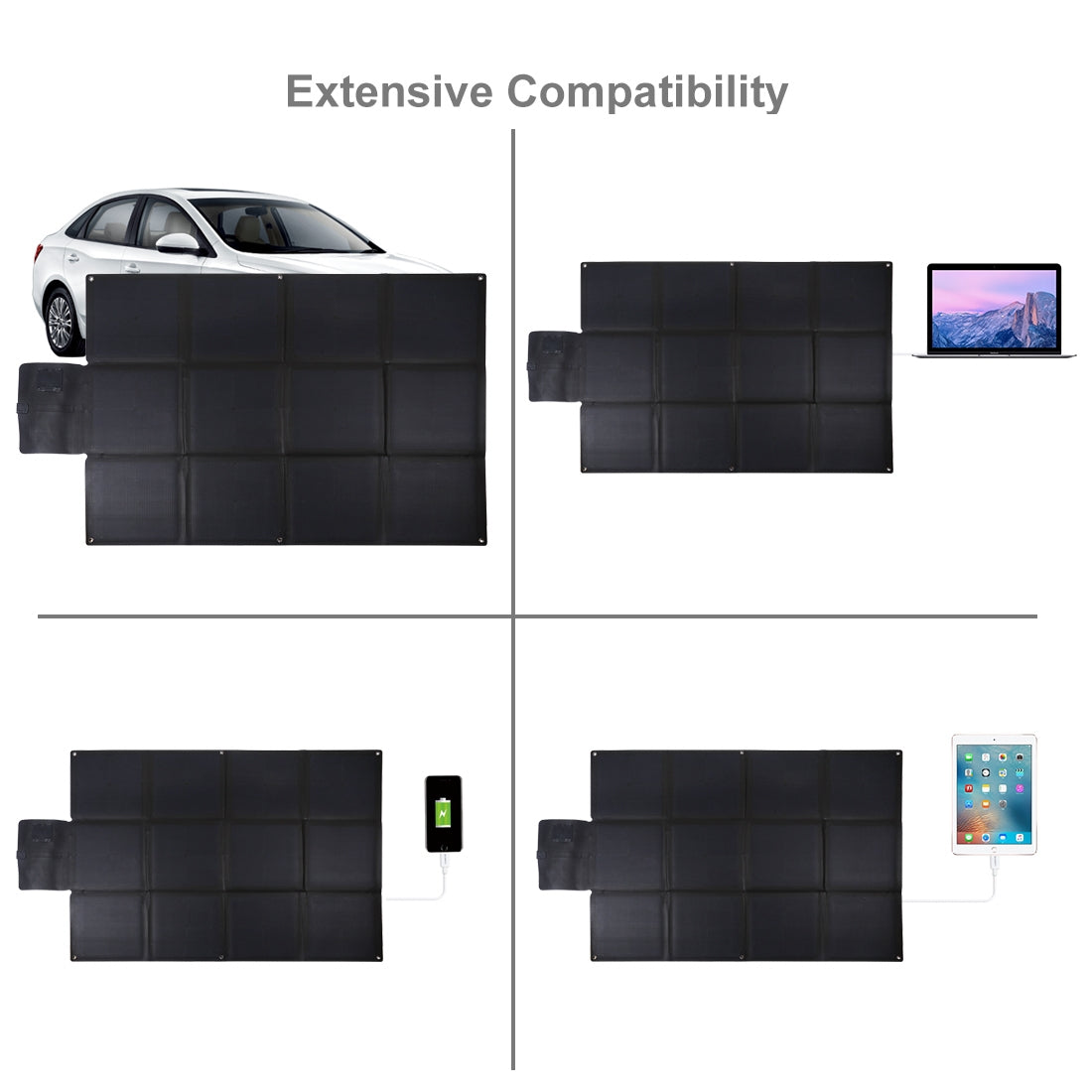 HAWEEL HWL2752 Large Size 150W 12-Panel ETFE Solar Panel Charger 5V/4.8A Max USB + DC Port Travel Solar Charger