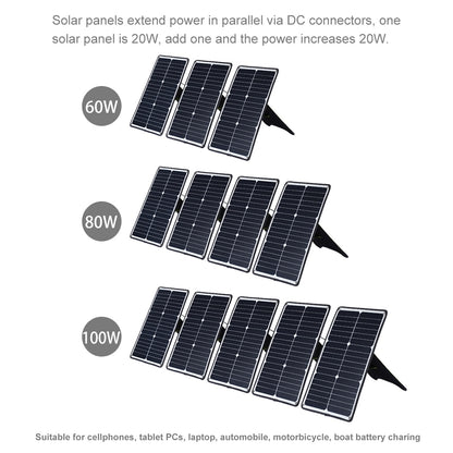 HAWEEL HWL2748B 20W Outdoor Solar Panel Charger Fast Charging Support Connected in Series Solar Charger with Alligator Clip