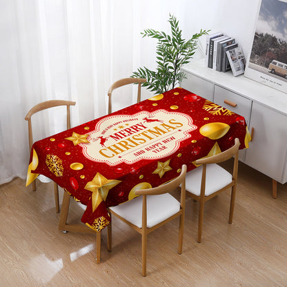 140x210cm Merry Christmas Santa Claus Bell Print Tablecloth Dinner Table Cover Decoration