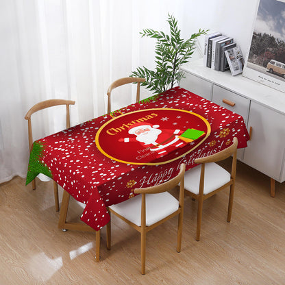 140x210cm Merry Christmas Santa Claus Bell Print Tablecloth Dinner Table Cover Decoration