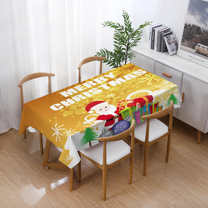 140x210cm Merry Christmas Santa Claus Bell Print Tablecloth Dinner Table Cover Decoration