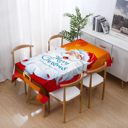 140x210cm Merry Christmas Santa Claus Bell Print Tablecloth Dinner Table Cover Decoration