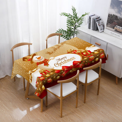 140x210cm Merry Christmas Santa Claus Bell Print Tablecloth Dinner Table Cover Decoration