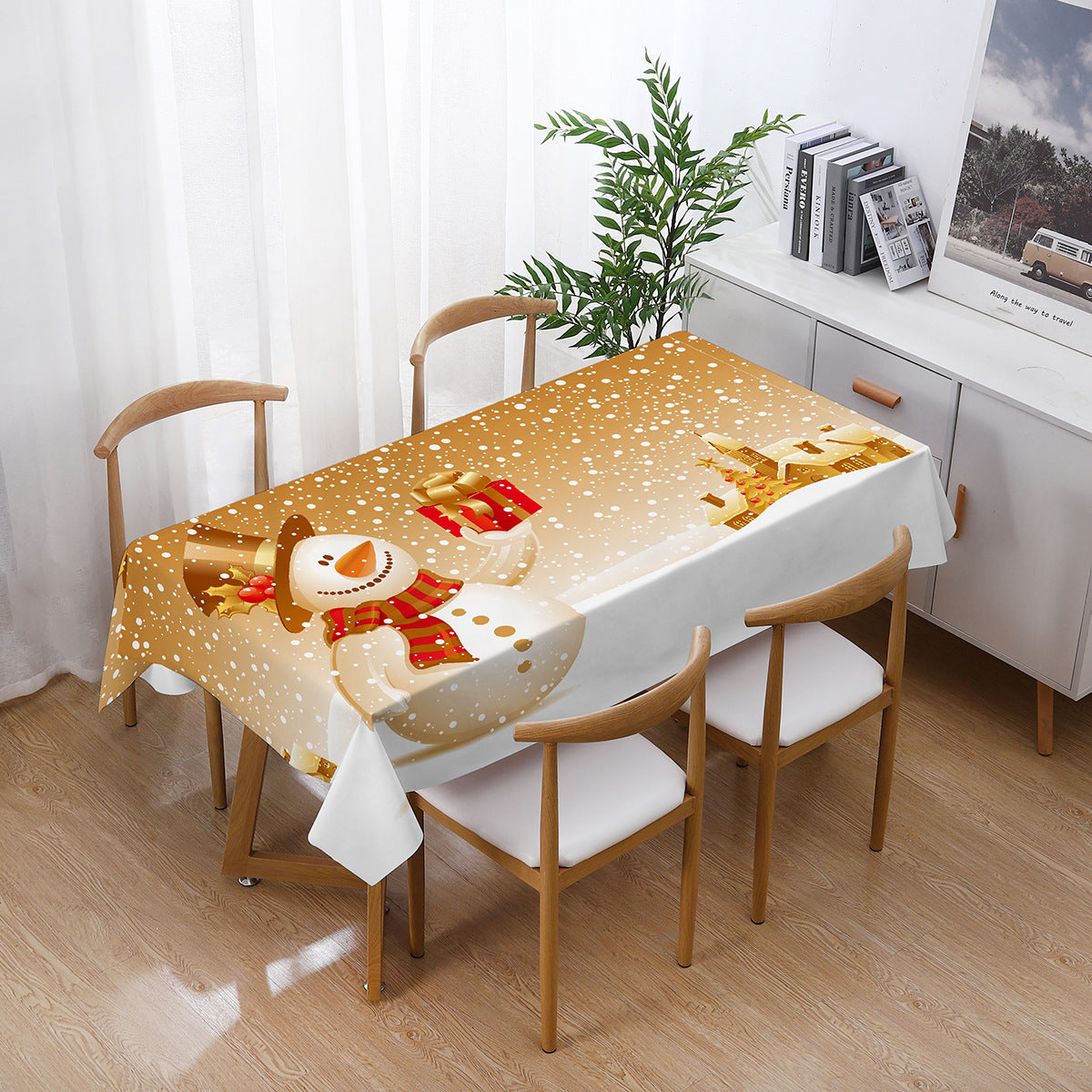 140x180cm New Year Tablecloth Anti-scalding Protective Table Cloth Placemat Christmas Style Design Christmas Decoration -Style R