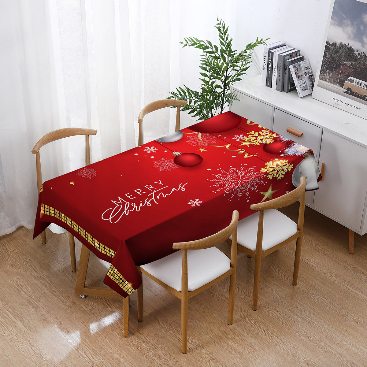 Fashionable Christmas Style Table Cloth Home Holiday Christmas Decoration Tablecloth, Size: 140x140cm