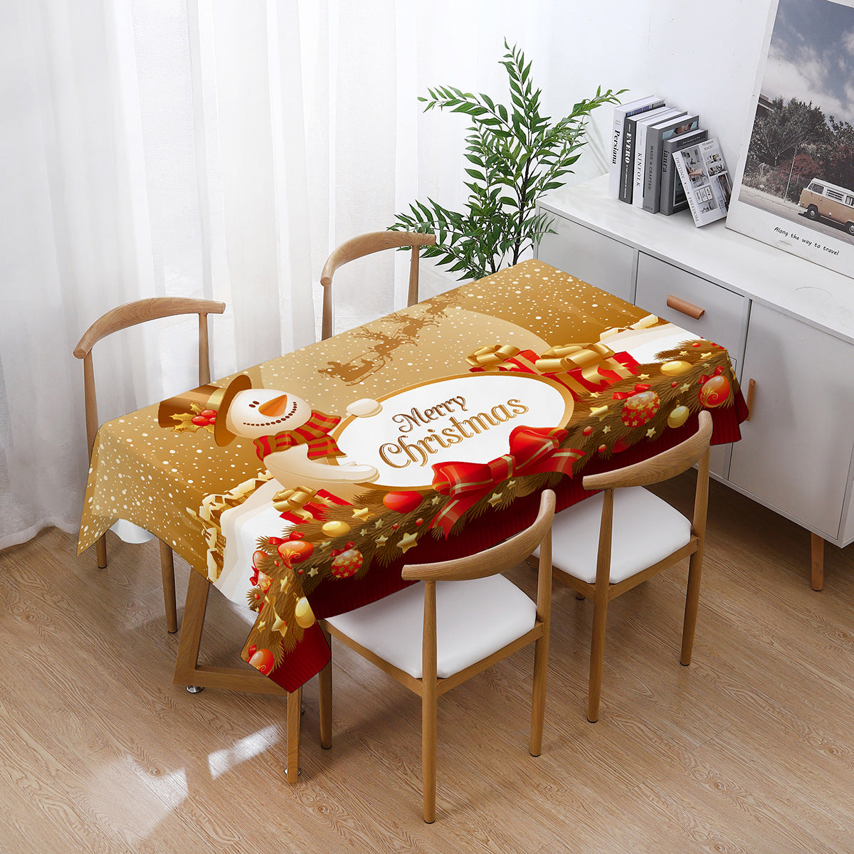 Fashionable Christmas Style Table Cloth Home Holiday Christmas Decoration Tablecloth, Size: 140x140cm