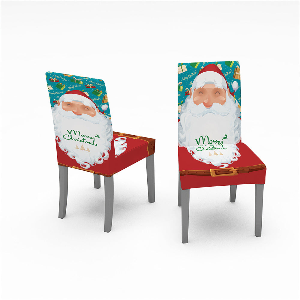 140x180cm Christmas Pattern Tablecloth with 4 Stretchable Chair Covers Kitchen Decoration