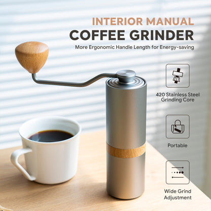 ICAFILAS GM2213 Manual Coffee Grinder Coffee Bean Hand Grinder (BPA Free, No FDA Certificate)