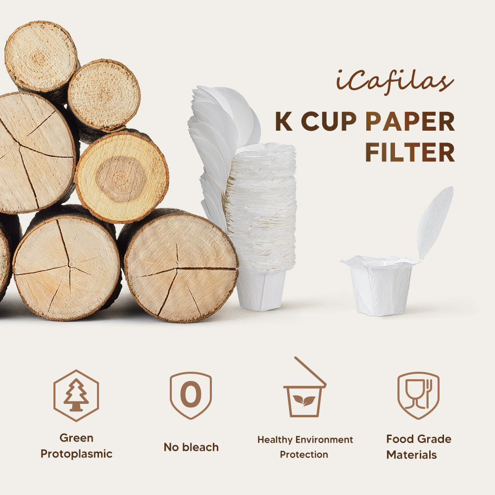 100PCS Disposable Paper Coffee Filter with Lid for Keurig 1.0 2.0 Coffee Machine (No FDA Certification, BPA-free)