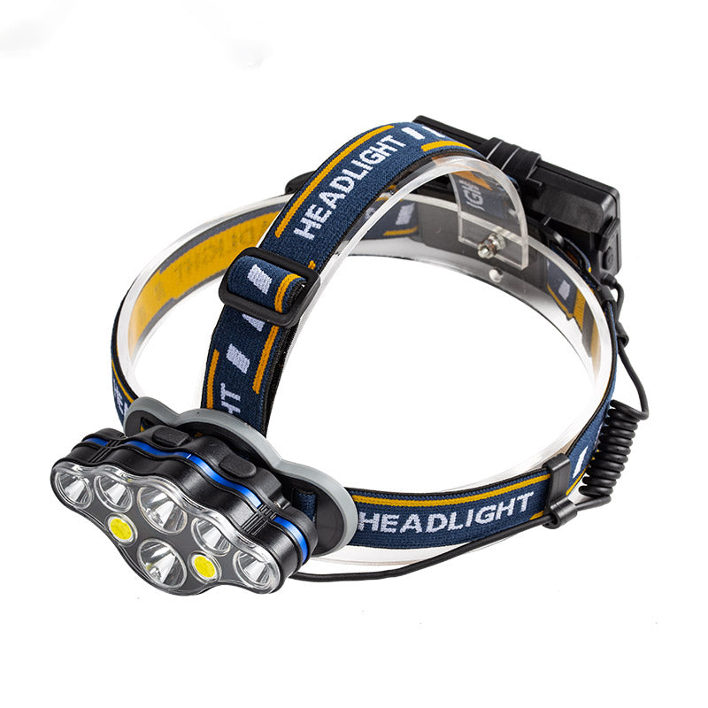 KC08 6xT6+2xCOB Headlamp USB Rechargeable Night Fishing Hunting Cycling Headlight Flashlight