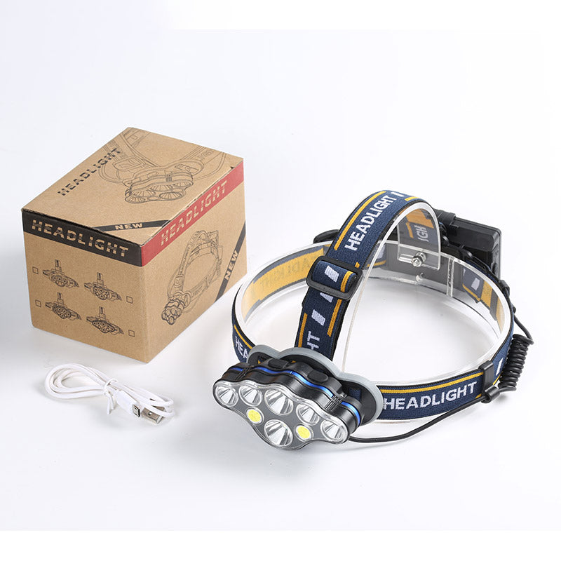 KC08 6xT6+2xCOB Headlamp USB Rechargeable Night Fishing Hunting Cycling Headlight Flashlight