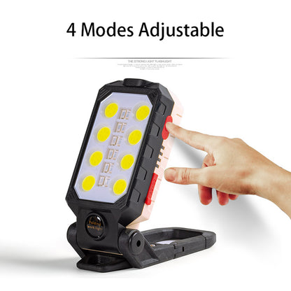 W598A 4 Modes LED Work Light T6+COB Flashlight Folding Camping Torch Emergency Light