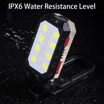 W598A 4 Modes LED Work Light T6+COB Flashlight Folding Camping Torch Emergency Light