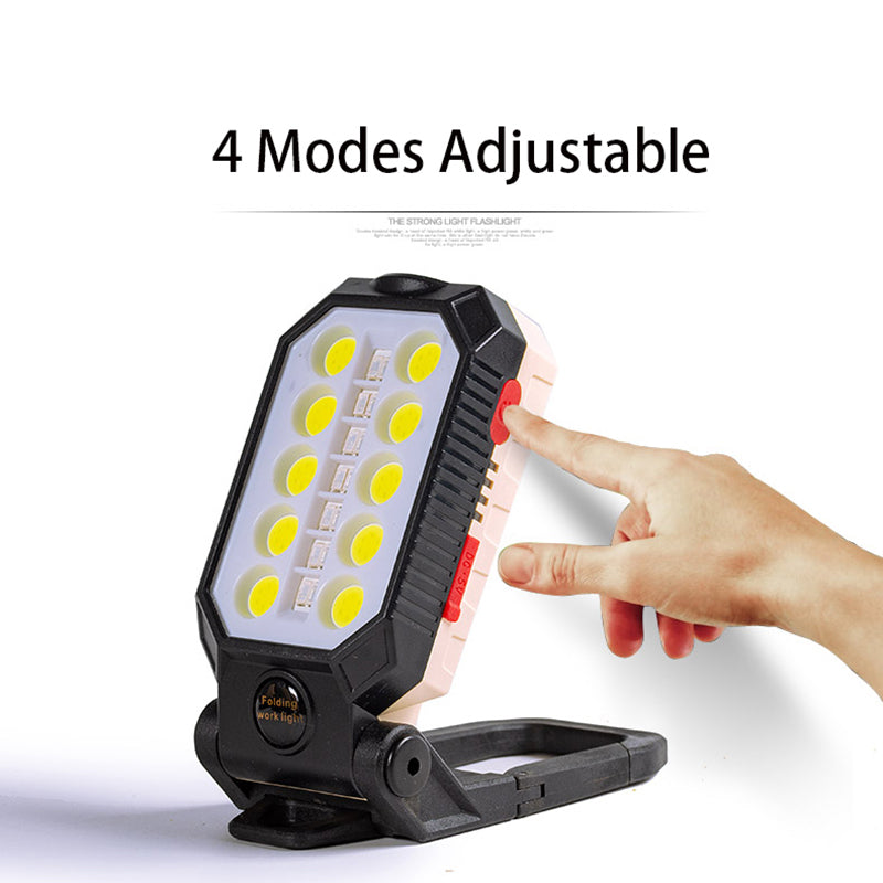 W599A Folding LED Work Light T6+COB Flashlight 4 Modes Camping Torch Emergency Light