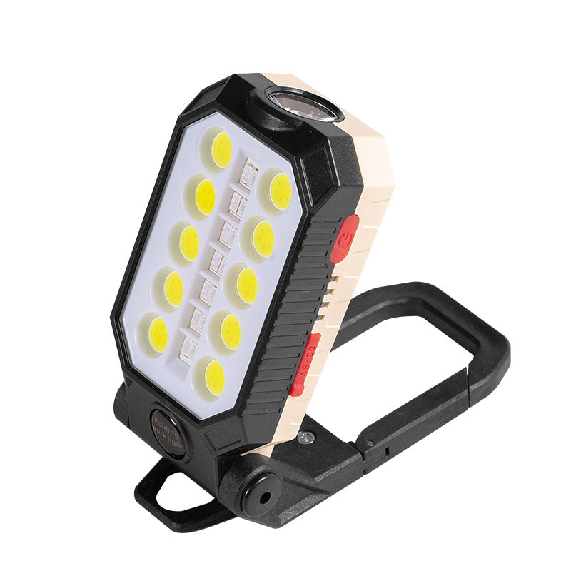 W599A Folding LED Work Light T6+COB Flashlight 4 Modes Camping Torch Emergency Light