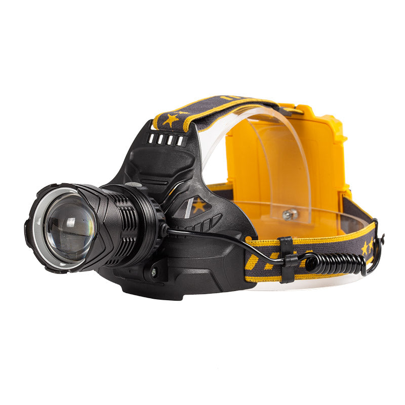 W646 Telescopic Zoomable LED Headlight USB Rechargeable Head Torch with Rear Warning Light