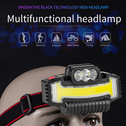 W685-3 Outdoor 90-degree Adjustable Head Lamp 3 LED+COB High Power Headlight Multi-function Headband Flashlight for Night Riding Fishing