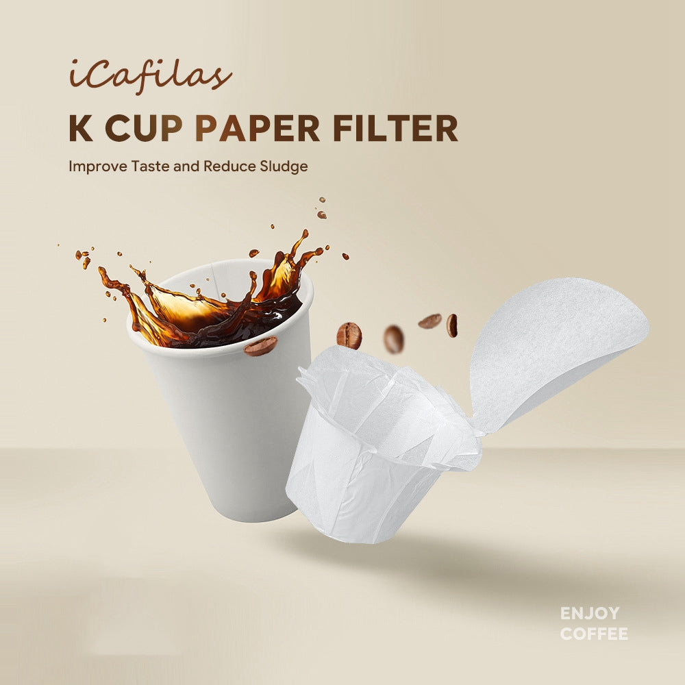 4PCS Reusable K Cup Coffee Filter Pods+ 50PCS Disposable Paper Coffee Filter with Lid for Keurig (No FDA Certification, BPA-free)