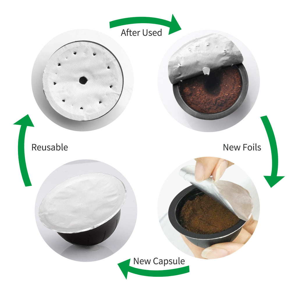 2Pcs 230ML Reusable Coffee Capsule Cup BPA-free No FDA Certified Refillable Vertuo Pods with Beech Base+Spoon+Brush+20Pcs Aluminum Foil for Nespresso Vertuoline