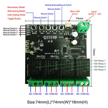 WiFi Relay Tuya Smart Switch Module 4 Channel APP Remote Control Timer DIY Inching Self-Locking Work with Alexa Google Home