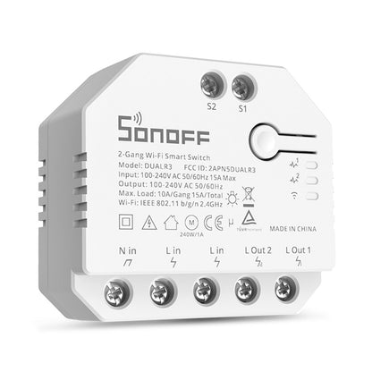 SONOFF DUALR3 2 Gang WiFi Smart Light Switch 2 Way DIY Breaker Module Remote Control with Power Meter