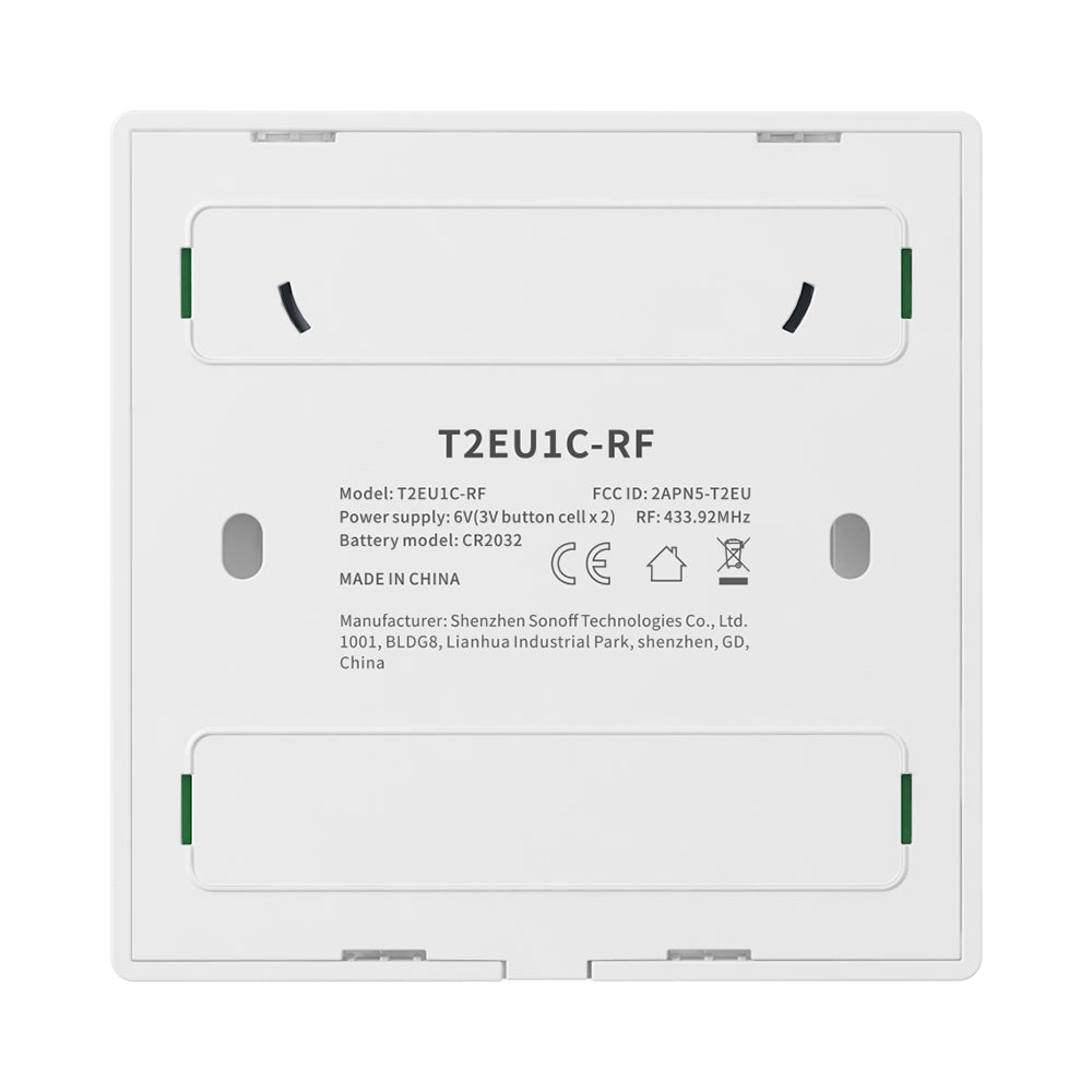 SONOFF T2EU1C-RF 2 Gang 433MHz Wireless Remote Wall Light Touch Switch Stick-on Remote Touch Switch