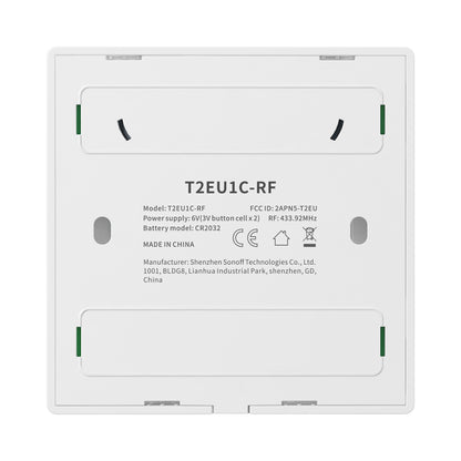 SONOFF T2EU1C-RF 2 Gang 433MHz Wireless Remote Wall Light Touch Switch Stick-on Remote Touch Switch