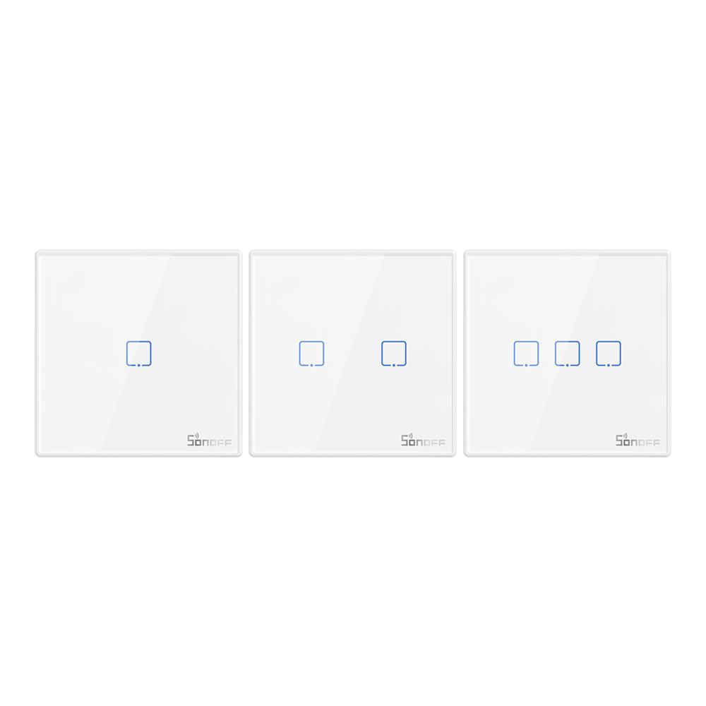 SONOFF T2EU1C-RF 3 Gang 433MHz Wireless Stick-on Smart Wall Switch Two-way Control Wiring Free Controller