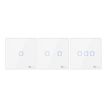 SONOFF T2EU1C-RF 3 Gang 433MHz Wireless Stick-on Smart Wall Switch Two-way Control Wiring Free Controller