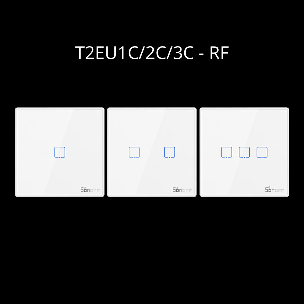 SONOFF T2EU1C-RF 3 Gang 433MHz Wireless Stick-on Smart Wall Switch Two-way Control Wiring Free Controller