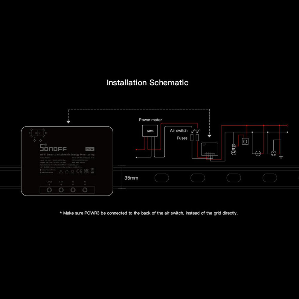 SONOFF POWR3 High Power Smart Switch Power Metering WiFi Home Voice Control Switch