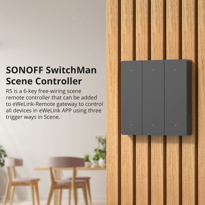 SONOFF R5 Smart WiFi Wireless Touch Wall Remote Controller Switch 6-Gang Light Switch Scene Lighting Control