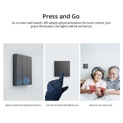 SONOFF M5-3C-86 Smart WiFi Wall Switch Light Switch 3-Gang Bluetooth 4.2 BLE Smart Home Remote Control Works with Alexa/Google Home/Alice/Siri Shortcuts