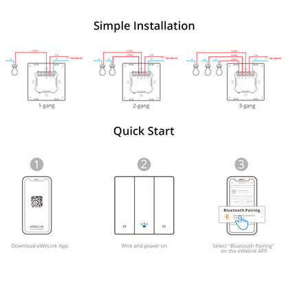 SONOFF M5-3C-80 Smart WiFi Wall Switch Wireless Light Switch 3-Gang APP Control Separate Touch Switch