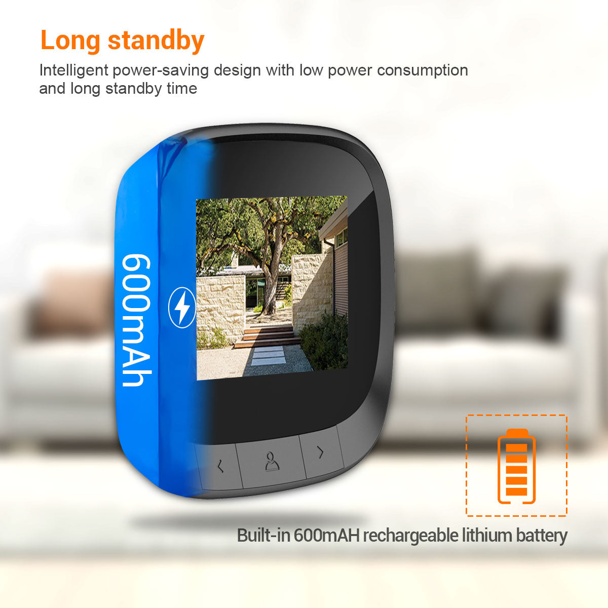 C16 2.4 inch Smart Door Viewer 90 Degree Wide Angle Rechargeable Doorbell HD Digital Door Peephole Camera