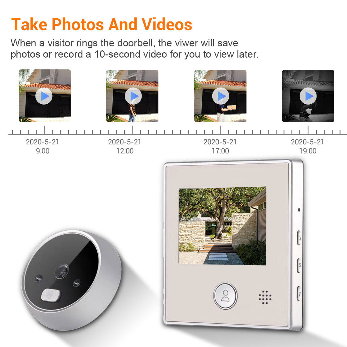 C17 2.8 inch LCD Digital Doorbell Camera 1080P Night Vision Viewer Electronic Video Door Bell Peephole