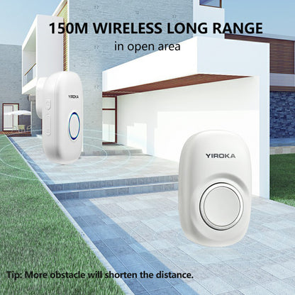 YIROKA YZ01-101 Self Powered Wireless Smart Doorbell IP44 Waterproof Electric Door Bell with 150m Range/4 Volume Levels/LED Indicator