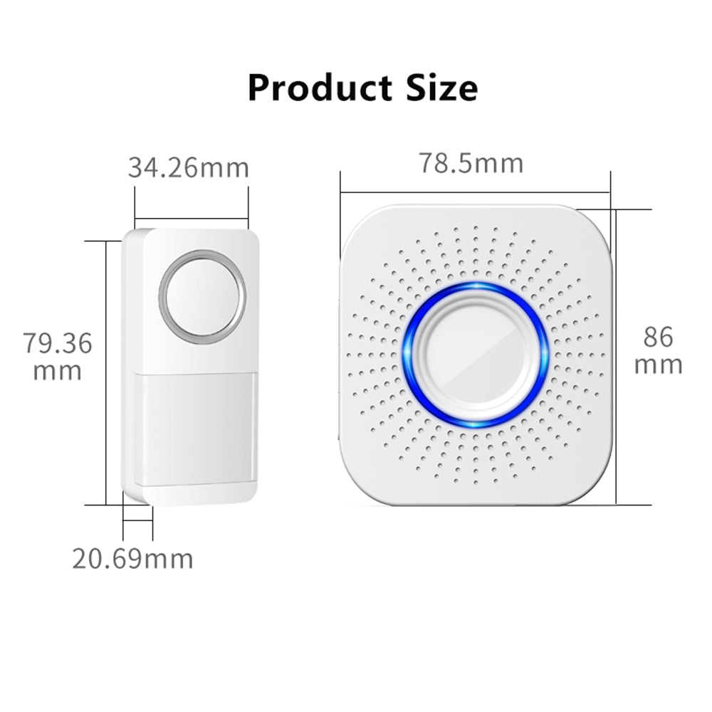 D-638 Waterproof Wireless Doorbell Household Long Distance Door Bell with Multiple Music/4 Volume Level