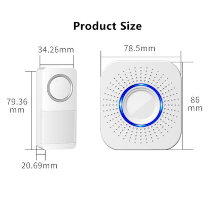 D-638 Waterproof Wireless Doorbell Household Long Distance Door Bell with Multiple Music/4 Volume Level